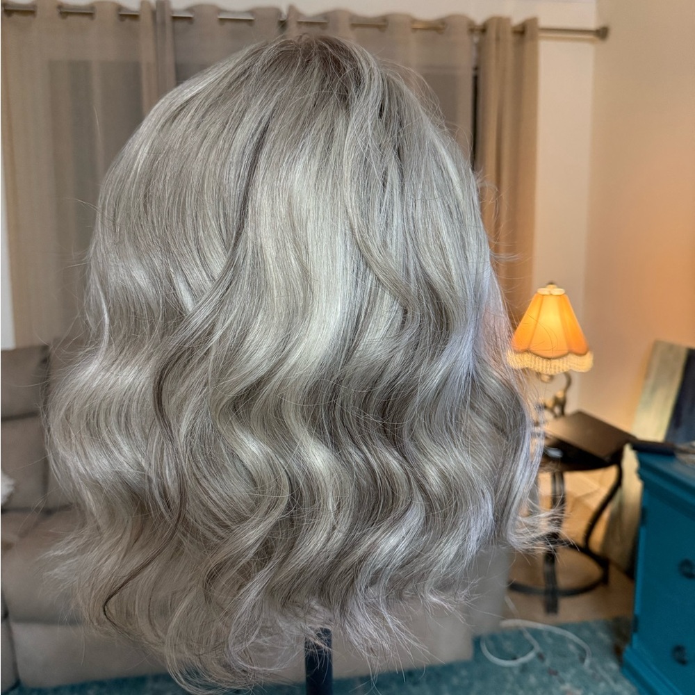 Silver Blonde Human Hair Lace-Front Wig for Women